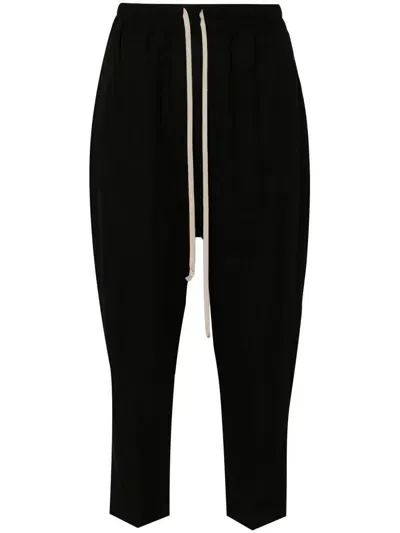 Rick Owens Astaires Cropped Virgin Wool Trousers In Black