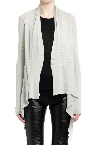 Rick Owens Asymmetric Knitted Cardigan In Grigio