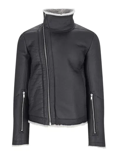 Rick Owens Asymmetric Zip Jacket In Black