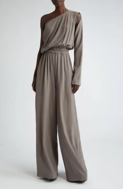 Rick Owens Athena One-shoulder Wide Leg Bodysuit In Dust