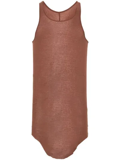 Rick Owens Basic Rib Tank Top In Brown