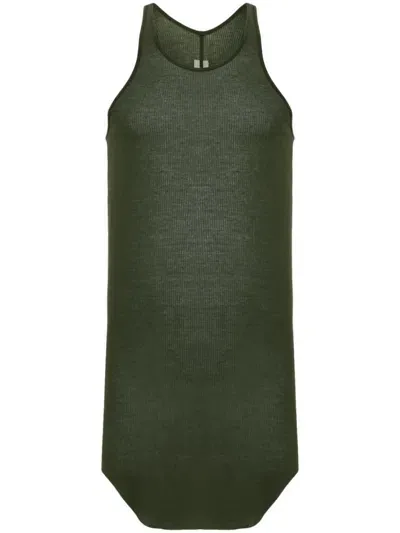 Rick Owens Basic Fine-ribbed Tank Top In Green