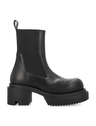 Rick Owens Beatle Bogun Leather Platform Boots In Black