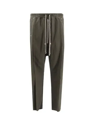 Rick Owens Bela Dropped Crotch Drawstring Trousers In Green