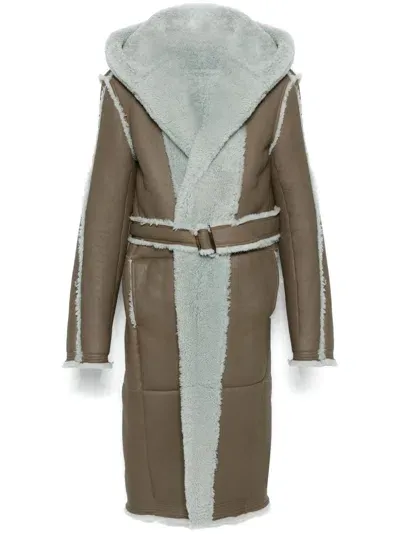 Rick Owens Belted Coat In Brown