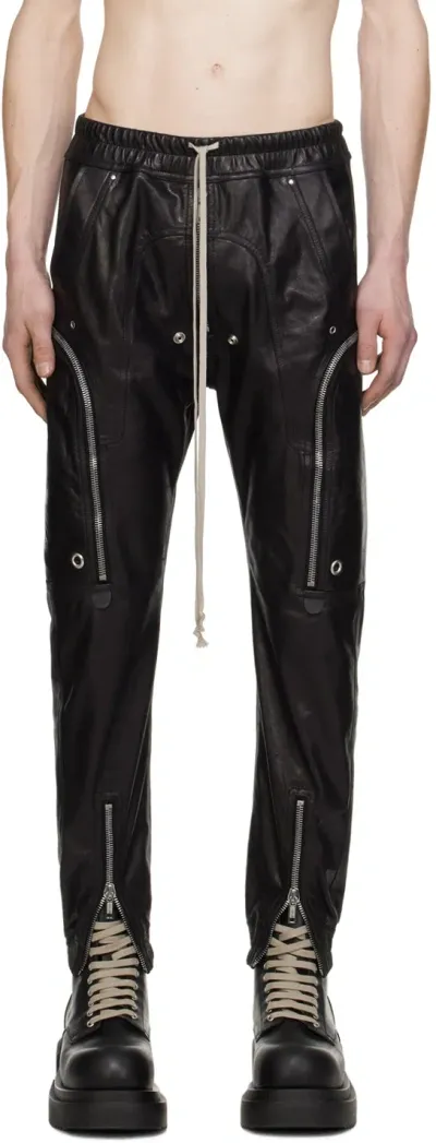 Rick Owens Black Bauhaus Leather Pants In 09 Black