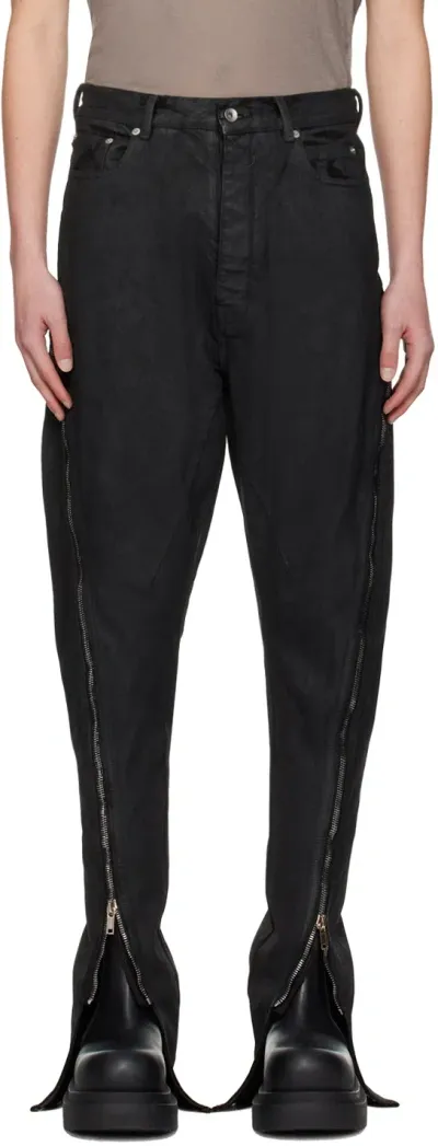 Rick Owens Black Bolan Banana Jeans In 99 Black/black