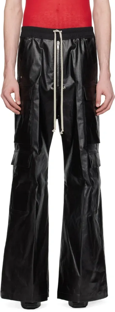 Rick Owens Black Cargobelas Denim Cargo Pants In 09 Black