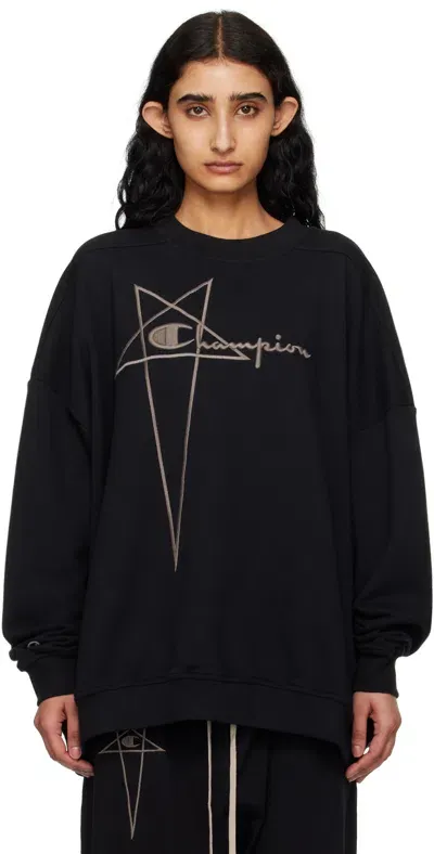 Rick Owens Black Champion Edition Jumbo Sweatshirt In 09 Black