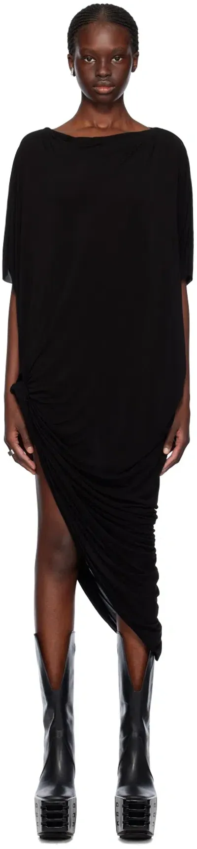 Rick Owens Black Edfu Maxi Dress In 09 Black