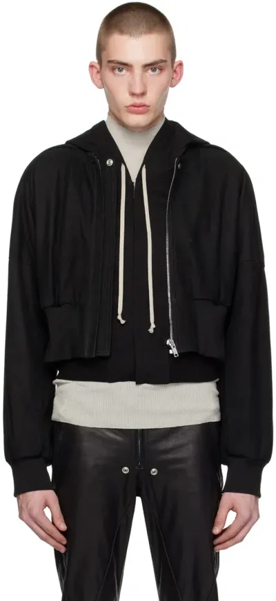 Rick Owens Black Flight Leather Jacket In 09 Black