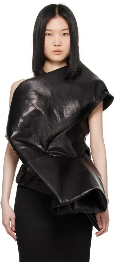 Rick Owens Black Lido Garland Leather Camisole In 09 Black