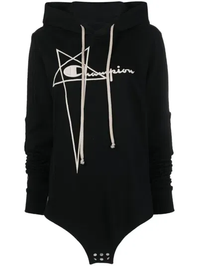 Rick Owens Logo Hooded Body In Negro