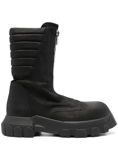 Rick Owens Black Padded Leather Boots