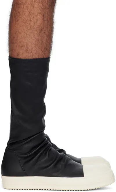 Rick Owens Black Portervile Sock Sneakers In 911 Black/milk/milk