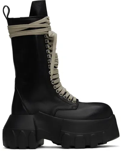 Rick Owens Black Porterville Army Mega Tractor Boots In 99 Black/black