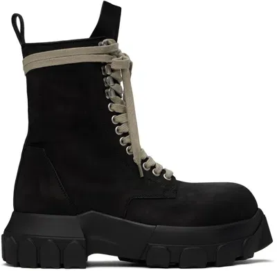 Rick Owens Black Porterville Army Tractor Boots In 99 Black/black