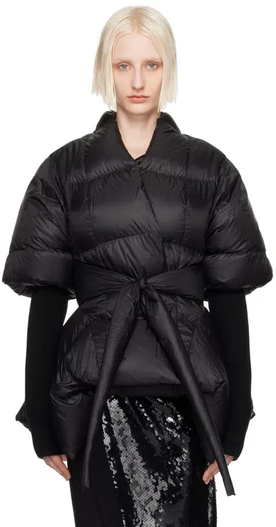 Rick Owens Black Porterville Batwing Down Jacket In 09 Black