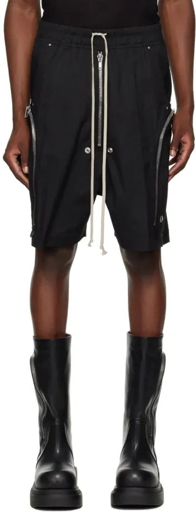 Rick Owens Black Porterville Bauhaus Bela Shorts In 09 Black