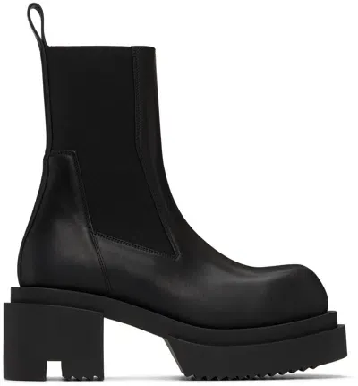 Rick Owens Black Porterville Beatle Bogun Boots In 09 Black