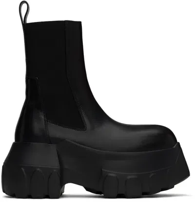 Rick Owens Black Porterville Beatle Mega Tractor Chelsea Boots In 99 Black/black