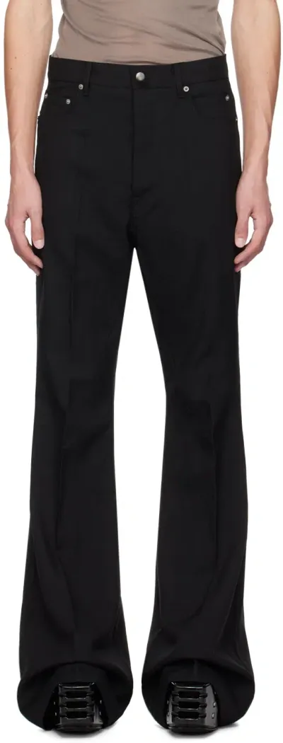 Rick Owens Black Porterville Bolan Bootcut Trousers In 09 Black