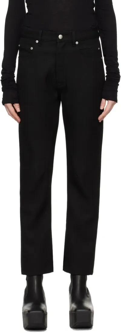 Rick Owens Black Porterville Detroit Cut Trousers In 09 Black