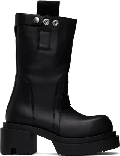 Rick Owens Black Porterville Pull On Bogun Boots In 09 Black