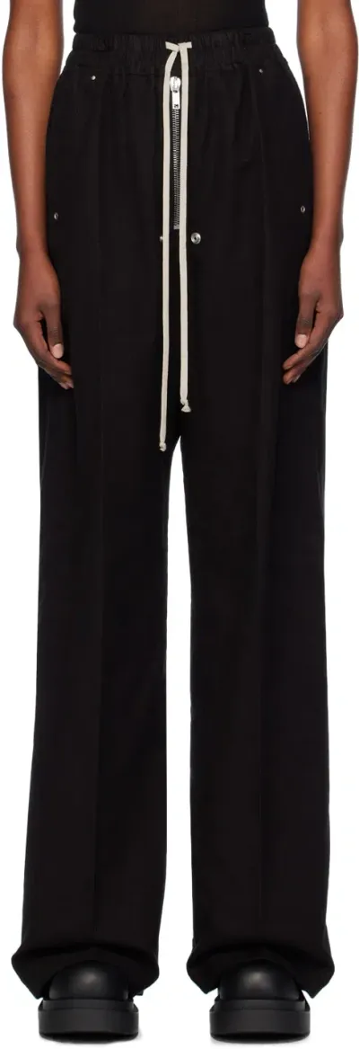 Rick Owens Black Porterville Wide Bela Lounge Pants In 09 Black