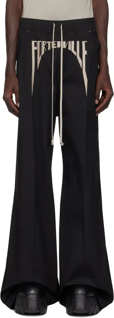 Rick Owens Black Porterville Wide Bela Trousers In 0908 Black/pearl