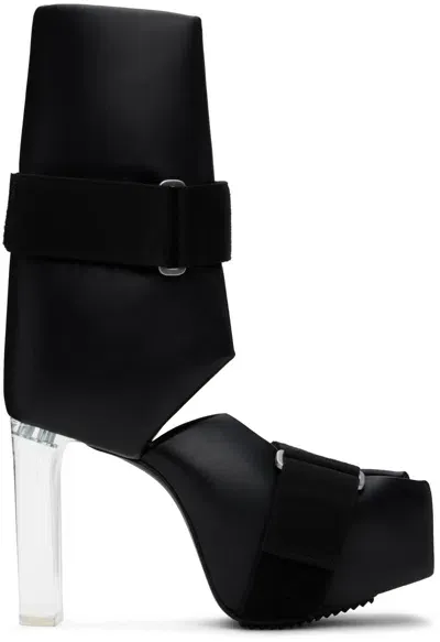 Rick Owens Black Splint Kiss Heels In 90 Black/clear