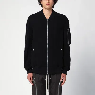 Rick Owens Black Zipped Jacket In Wool