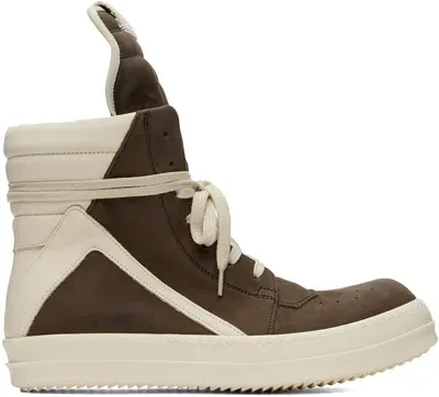 Rick Owens Brown & Off-white Porterville Geobasket Sneakers