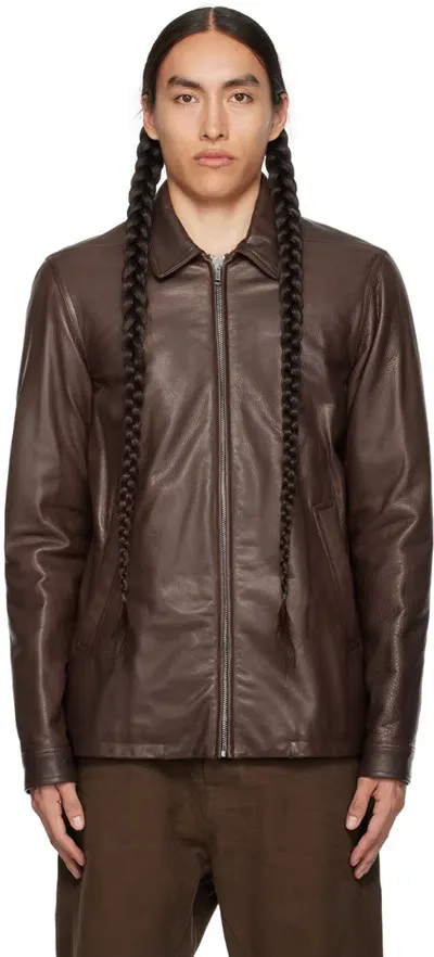 Rick Owens Brown Brad Leather Jacket In 04 Brown