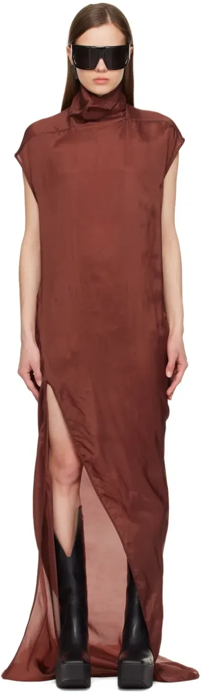 Rick Owens Brown Edfu T Maxi Dress In 73 Henna