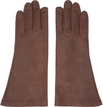 Rick Owens Brown Porterville Short Gloves In 93 Throat