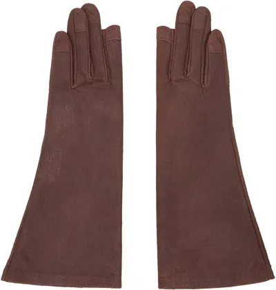 Rick Owens Brown Porterville Short Gloves In 93 Throat