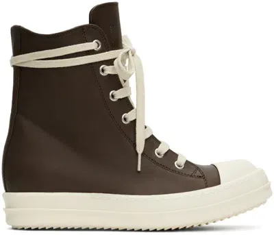 Rick Owens Brown Porterville Sneakers In 7411 Saddle/milk/mil