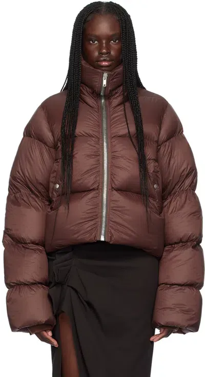 Rick Owens Brown Porterville Turtle Down Jacket In 93 Throat