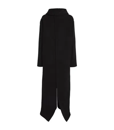 Rick Owens Cashmere Hooded Longline Coat In Black