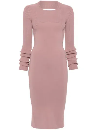 Rick Owens Column Panelled Midi Dress In Pink