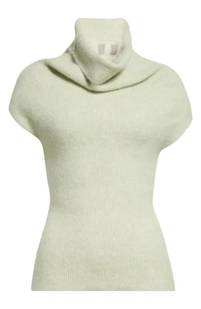 Rick Owens Crater Rib Cowl Neck Sweater In Green