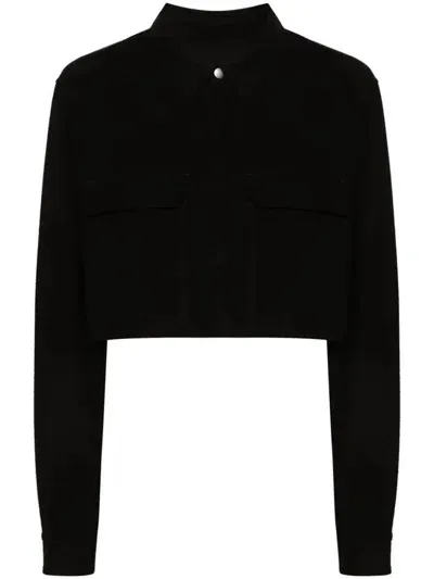 Rick Owens Cotton Cropped Shirt In Black