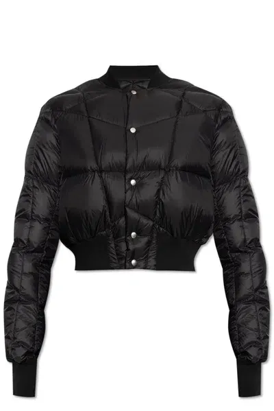 Rick Owens Cropped Down Bomber Jacket In 09 Black