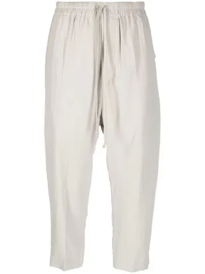 Rick Owens Cropped Drop-crotch Trousers In Neutrals