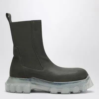 Rick Owens Dark Green Tractor Ankle Boots With Elastic Gussets