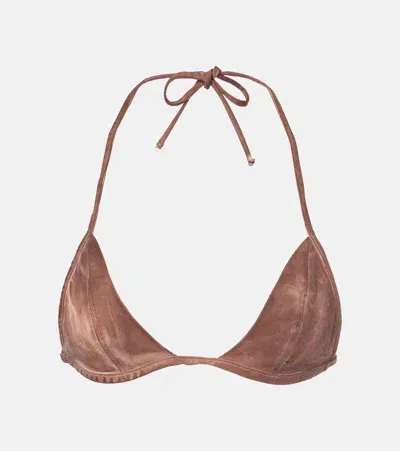 Rick Owens Denim Bra Top In Brown