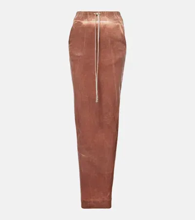 Rick Owens Denim Maxi Skirt In Brown