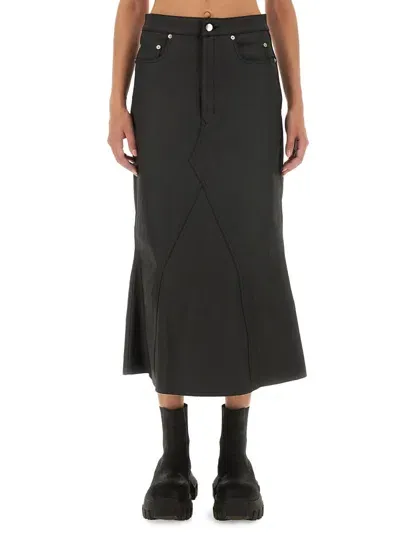 Rick Owens Denim Skirt In Black