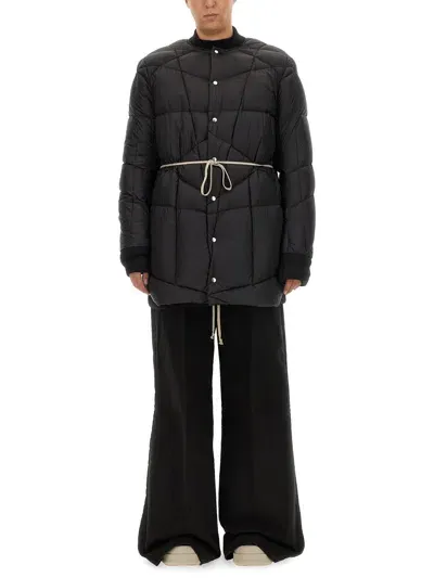 Rick Owens Down Coat In Black